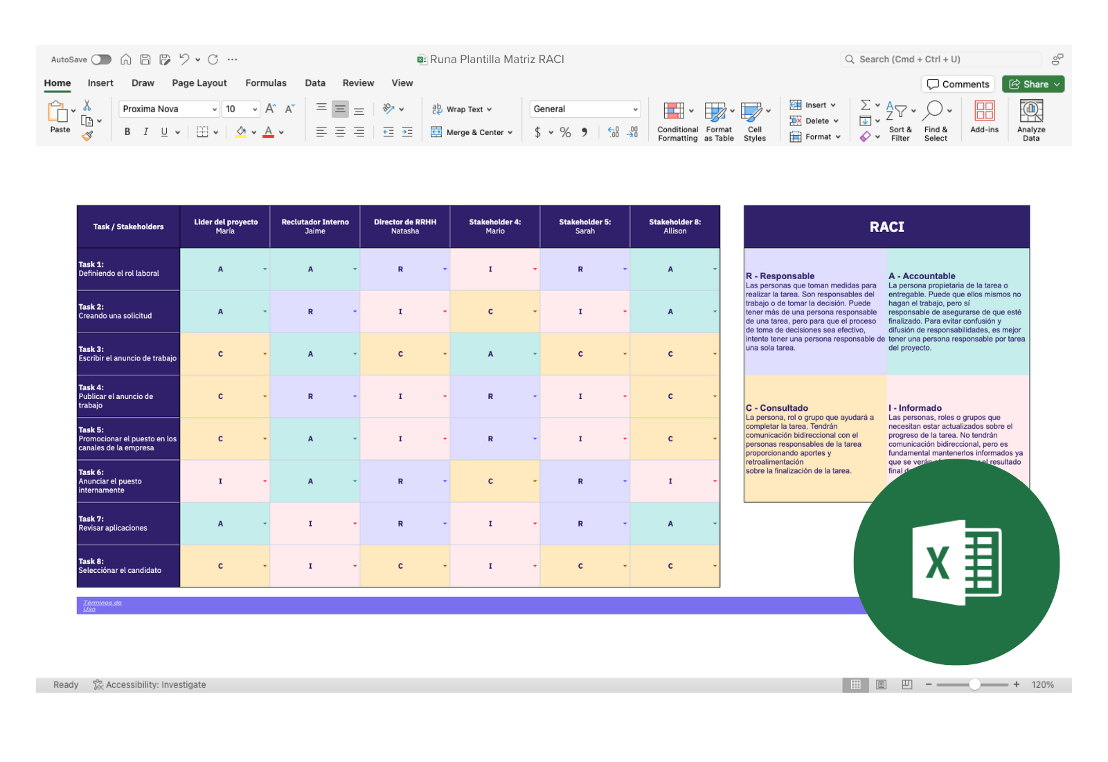 Plantilla matriz RACI | AR | Runa HR